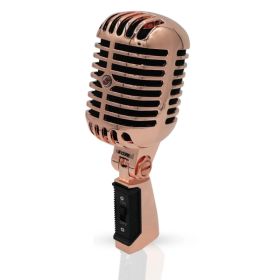 5 Core Classic Retro Microphone Dynamic (ALL METAL BODY) - Old Vintage Style Unidirectional Cardioid Mic W/ XLR Input Universal Stand Compatible (Option: ROSEGOLD)