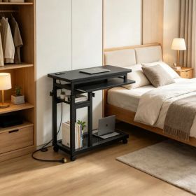 Mobile C Table with Lock and Adjustable Rolling for Office (Option: default title)