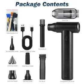 Compressed Air Duster Brushless Motor 250000RPM Stepless Variable Speed 10000mAh Battery Cordless Dust Blower Vacuum Cleaner Portable Jet Dry Blo (Option: Black)