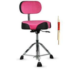 5 Core Drum Throne w Backrest 4" Padded Stool Airlift 25" Adjustable Drummer Stool 441Lb Capacity (Option: Cherry)
