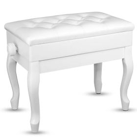 5 Core Piano Bench Wooden Height Adjustable Stool Heavy Duty Keyboard Seat with Storage (Option: white)