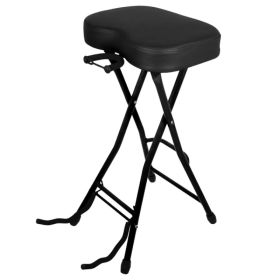 5Core Guitar Stool 3.15" Padded Chair Foldable Heavy Duty Music Seat Built In Foot Rest Guitar Stand (Option: Black)
