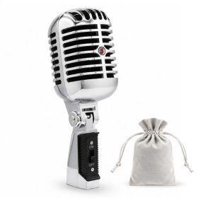 5Core Vintage Microphone Classic Dynamic Professional XLR Studio Retro Style Mic (Option: Chrome Black)