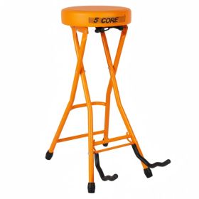 5 CORE Guitar Stool Seat Thick Cushioned Portable Durable Guitars Chair with Padded Holder Stand for Musicians - GSTOOL BLK (Option: Orange)