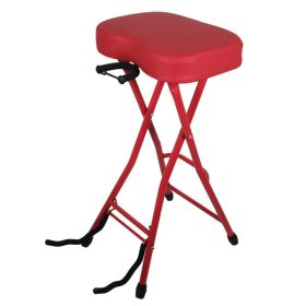 5Core Guitar Stool 3.15" Padded Chair Foldable Heavy Duty Music Seat Built In Foot Rest Guitar Stand (Option: Red)