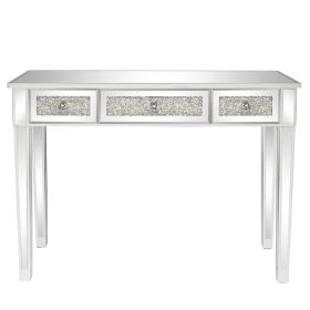 FCH Silver MDF Mirror Surface Broken Glass Three Pumping Computer Desk (Option: default title)