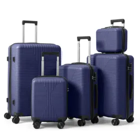 Non-TSA Customs Lock 5-in-1 PP Trolley Case, 12in, 16in, 20in, 24in, 28in PP, Navy Blue (Option: defaulttitle)