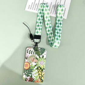 Green Plant Series Simple Fashion Lanyard Card Cover (Option: Colored Plants-Lingge Long Hanging Rope)