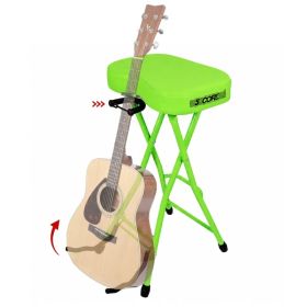 5Core Guitar Stool 3.15" Padded Chair Foldable Heavy Duty Music Seat Built In Foot Rest Guitar Stand (Option: Green)