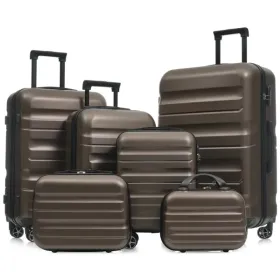 6-Piece ABS Hardshell Luggage Set - Lightweight & Durable Suitcases With Dual Spinner Wheels, Carry-On & Check-In Sizes For Travel & Business (Option: defaulttitle)