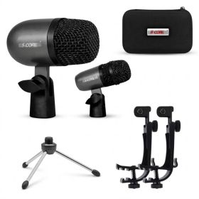 5 Core Tabla Mic Indian Instrument Microphone Set for Bayan & Dayan Dholak (Option: Black)