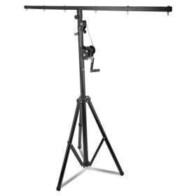 5Core DJ Light Stand Stage Lighting Truss System Hand Crank Up Portable Heavy Duty Height Adjustable 65.5 to 111 Inches T bar Mount for Can Light (Option: Black)