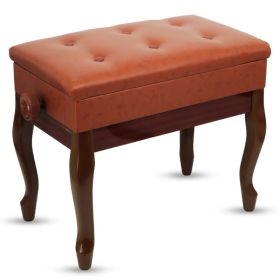 5 Core Piano Bench Wooden Height Adjustable Stool Heavy Duty Keyboard Seat with Storage (Option: Carame Brown)