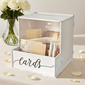 Elegant White PVC Rectangular Wedding Card Box With Lockable Lid  Durable Decorative Gift Box For Wedding Money, Favors, And Party Gifts Suitable (Option: white)