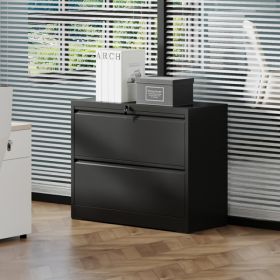 2 Drawer Lateral File Cabinet with Lock – Heavy-Duty Metal Filing Cabinet for Home Office, Space-Saving Wide Storage for Letter/Legal/A4/F4, Sile (Option: default title)