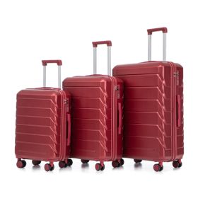 3 in 1 ABS&PC Trolley Box 20in 24in 28in Trolley Box Iron Tie Rod ABSPC Alloy Wine Red (Option: default title)