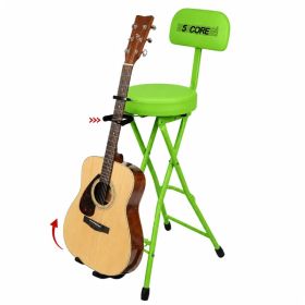 5Core Guitar Stool 3.15" Padded Chair W Backrest Foldable Music Seat Built In Foot Rest Guitar Stand (Option: Green)