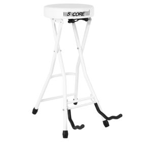 5 CORE Guitar Stool Seat Thick Cushioned Portable Durable Guitars Chair with Padded Holder Stand for Musicians - GSTOOL BLK (Option: white)