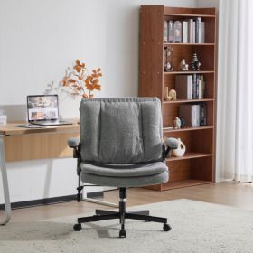Criss Cross Legged Office Chair with Flip-Up Back Built-In Dynamic Airbag Lumbar Support, Wide Seat Desk Chair with Flip-Up Arms and Wheels, Mode (Option: default title)
