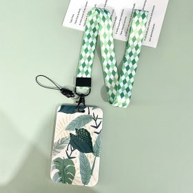 Green Plant Series Simple Fashion Lanyard Card Cover (Option: Green Plant-Lingge Long Hanging Rope)