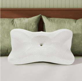 Cervical Neck Pillow, Cooling Ergonomic Memory Foam Pillows  Dual Height Orthopedic Support Contour Pillow For Side (Option: Kwhite)