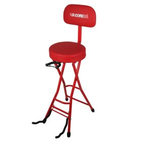 5Core Guitar Stool 3.15" Padded Chair W Backrest Foldable Music Seat Built In Foot Rest Guitar Stand (Option: Red)