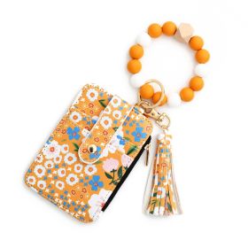 Women's Floral Print Leather Card Bag (Option: 4 Yellow)