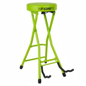 5 CORE Guitar Stool Seat Thick Cushioned Portable Durable Guitars Chair with Padded Holder Stand for Musicians - GSTOOL BLK (Option: Green)