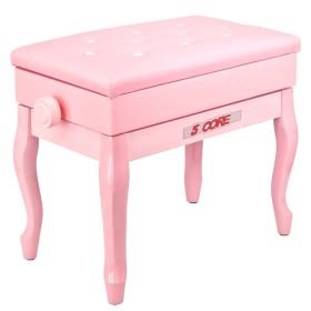 5 Core Piano Bench Wooden Height Adjustable Stool Heavy Duty Keyboard Seat with Storage (Option: Pink)