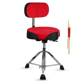 5 Core Drum Throne w Backrest 4" Padded Stool Airlift 25" Adjustable Drummer Stool 441Lb Capacity (Option: Red)