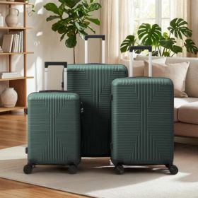 Non-TSA approved combination lock, three-in-one PP trolley suitcase, 20in, 24in, 28in, dark green (Option: default title)