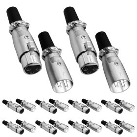 5Core XLR Connector Male Female To 1/4 Audio Jack 3 Pin Secure Mic Plug W Locking Ends (Option: 20 Pair)
