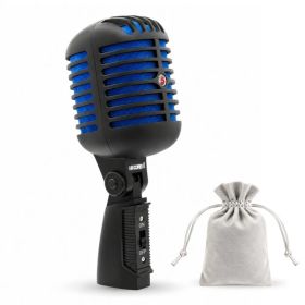 5Core Vintage Microphone Classic Dynamic Professional XLR Studio Retro Style Mic (Option: Chrome Black+Blue)