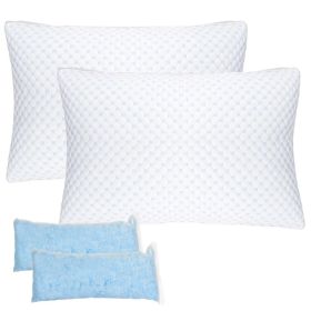 2 Pack Shredded Memory Foam Pillows Adjustable Cool Pillows with Extra Filling Machine Washable Cover for Side Back Stomach Sleepers (Option: Queen-2Pcs)