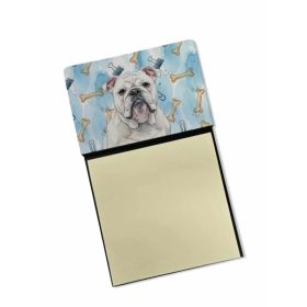 White English Bulldog Coworker Watercolor Sticky Note Holder Refillable Dispenser Desk Accessory 3x3 Pad Gift (Option: Default)