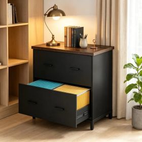 Rustic File Cabinet with 2 Drawers and Adjustable Feet for Office (Option: default title)