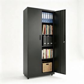 73 Inch Heavy Duty Mobile Steel Storage Locker Cabinet with Keys, Multi-Height Customizable Shelves Smooth Clean Surface Rolling Tool File Cabine (Option: default title)