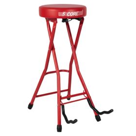 5 CORE Guitar Stool Seat Thick Cushioned Portable Durable Guitars Chair with Padded Holder Stand for Musicians - GSTOOL BLK (Option: Red)