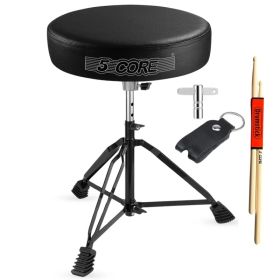 5 Core Drum Throne 3 Inch Thick Padded Comfortable Guitar Stool Double Braced Drummer Chair Height Adjustable Musician Seat For Adults And Kids (Option: Black)