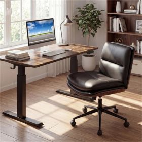 Black Armless Office Chair , Curved Backrest & Wide Seat, 360° Swivel & Rocking Function (Option: default title)