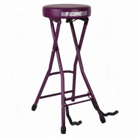 5Core Guitar Stool 3.15" Padded Chair Foldable Heavy Duty Music Seat Built In Foot Rest Guitar Stand (Option: Purple)