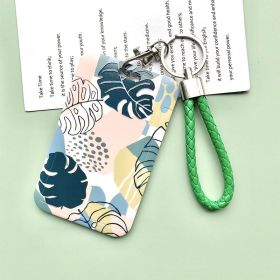 Green Plant Series Simple Fashion Lanyard Card Cover (Option: 5 Pieces Monstera Deliciosa-Green hand rope)