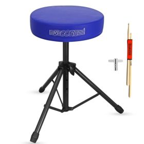 5 Core Drum Throne 3" Thick Padded Memory Foam Comfortable Drummer Stool 330Lb Capacity Adjustable (Option: blue)