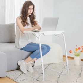 Foldable Tray Table Portable Sofa TV Tray 6 Heights 3 Angles Laptop Desk Adjustable Eating Dinner Coffee for Bed Dorm Home (Option: white)
