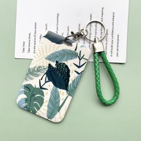 Green Plant Series Simple Fashion Lanyard Card Cover (Option: Green Plant-Green hand rope)
