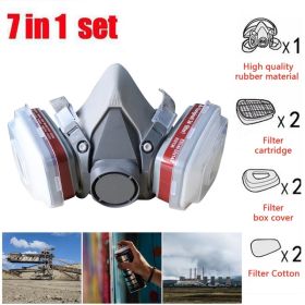 7 IN 1 Half Face Mask For Gas Painting Spray Protection Respirator 2 Filters (Option: 1set)