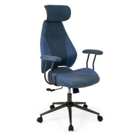 Blue Color Blocking Office Chair with 2D Adjustable Headrest, Ergonomic High-Back Desk Chair 330 lbs Capacity (Option: default title)