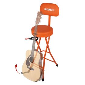 5Core Guitar Stool 3.15" Padded Chair W Backrest Foldable Music Seat Built In Foot Rest Guitar Stand (Option: Orange)