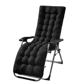 67x22in Chaise Lounger Cushion Recliner Rocking Chair Sofa Mat Deck Chair Cushion (Option: ThickenBlack)