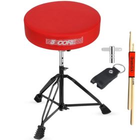 5 Core Drum Throne 3 Inch Thick Padded Comfortable Guitar Stool Double Braced Drummer Chair Height Adjustable Musician Seat For Adults And Kids (Option: Red)